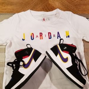 Toddler Jordan 1 mid SE and matching shirt (4T)